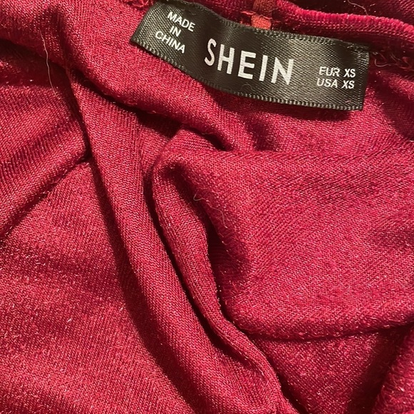 Velvet maxi dress with high slit, dark burgundy size XS - Picture 5 of 7